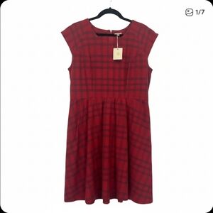 Fit and Flare Red Plaid Dress - Fair Trade, Linen
